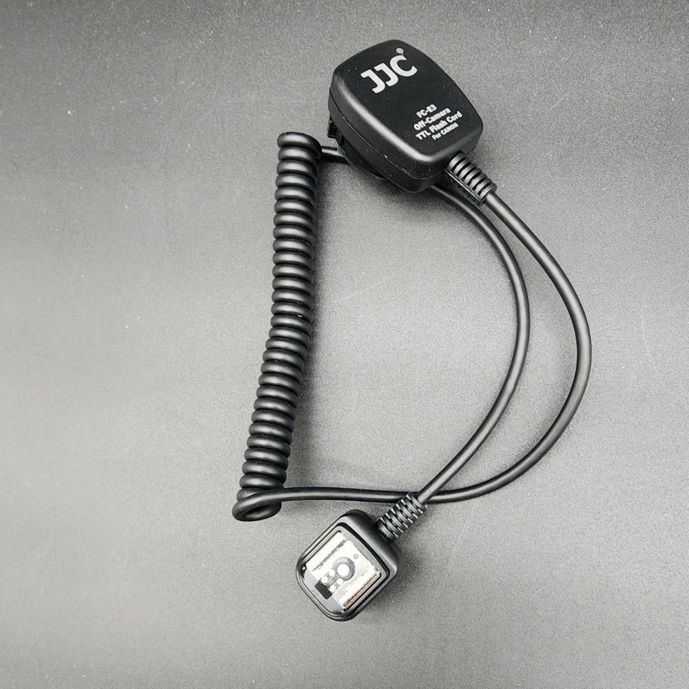 JJC Black FC-E3 Off-Camera TTL Flash Cord for Canon EOS DSLR Speedlite Coiled